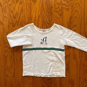 Ragsland girls sz 6 monogrammed “A” top
